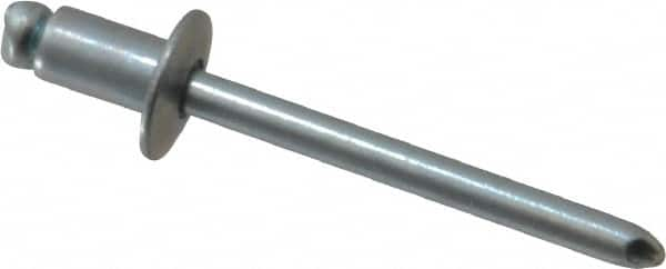 RivetKing - Size 62 Dome Head Steel Open End Blind Rivet - Steel Mandrel, 0.02" to 1/8" Grip, 3/8" Head Diam, 0.192" to 0.196" Hole Diam, 0.325" Length Under Head, 3/16" Body Diam - Benchmark Tooling