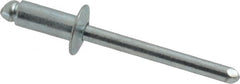 RivetKing - Size 64 Dome Head Steel Open End Blind Rivet - Steel Mandrel, 0.188" to 1/4" Grip, 3/8" Head Diam, 0.192" to 0.196" Hole Diam, 0.45" Length Under Head, 3/16" Body Diam - Benchmark Tooling