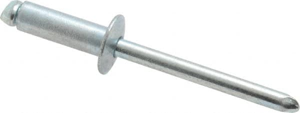 RivetKing - Size 66 Dome Head Steel Open End Blind Rivet - Steel Mandrel, 0.251" to 3/8" Grip, 3/8" Head Diam, 0.192" to 0.196" Hole Diam, 0.575" Length Under Head, 3/16" Body Diam - Benchmark Tooling