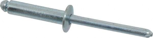 RivetKing - Size 610 Dome Head Steel Open End Blind Rivet - Steel Mandrel, 0.501" to 5/8" Grip, 3/8" Head Diam, 0.192" to 0.196" Hole Diam, 0.825" Length Under Head, 3/16" Body Diam - Benchmark Tooling