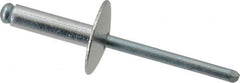 RivetKing - Size 68 Large Flange Dome Head Aluminum Open End Blind Rivet - Steel Mandrel, 0.376" to 1/2" Grip, 5/8" Head Diam, 0.192" to 0.196" Hole Diam, 0.7" Length Under Head, 3/16" Body Diam - Benchmark Tooling