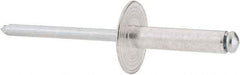 RivetKing - Size 610 Large Flange Dome Head Aluminum Open End Blind Rivet - Steel Mandrel, 0.501" to 5/8" Grip, 5/8" Head Diam, 0.192" to 0.196" Hole Diam, 0.825" Length Under Head, 3/16" Body Diam - Benchmark Tooling