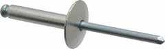 RivetKing - Size 612 Large Flange Dome Head Aluminum Open End Blind Rivet - Steel Mandrel, 0.626" to 3/4" Grip, 5/8" Head Diam, 0.192" to 0.196" Hole Diam, 0.95" Length Under Head, 3/16" Body Diam - Benchmark Tooling