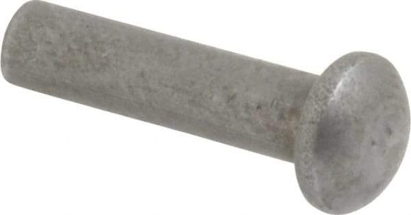 RivetKing - 1/8" Body Diam, Round Uncoated Steel Solid Rivet - 1/2" Length Under Head - Benchmark Tooling