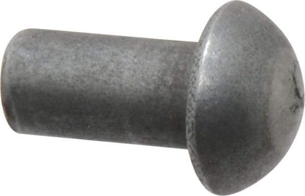 RivetKing - 1/4" Body Diam, Round Uncoated Steel Solid Rivet - 1/2" Length Under Head - Benchmark Tooling