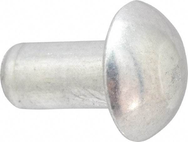 RivetKing - 1/8" Body Diam, Round Aluminum Solid Rivet - 1/4" Length Under Head, Grade 1100F - Benchmark Tooling