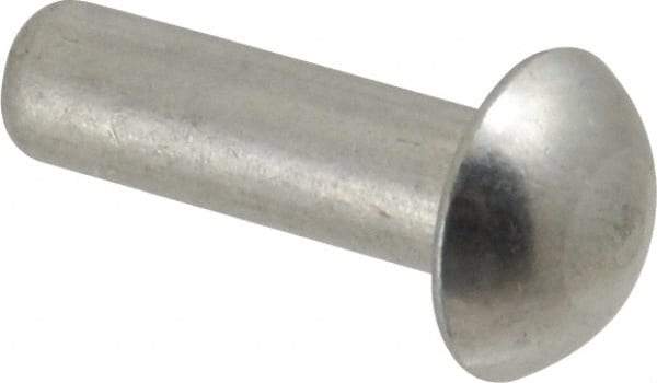 RivetKing - 3/16" Body Diam, Round Aluminum Solid Rivet - 5/8" Length Under Head, Grade 1100F - Benchmark Tooling