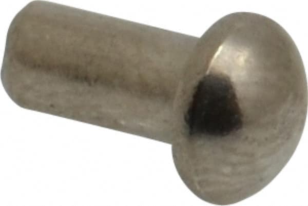 RivetKing - 1/8" Body Diam, Round Uncoated Stainless Steel Solid Rivet - 1/4" Length Under Head, Grade 18-8 - Benchmark Tooling