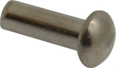 RivetKing - 1/8" Body Diam, Round Uncoated Stainless Steel Solid Rivet - 3/8" Length Under Head, Grade 18-8 - Benchmark Tooling