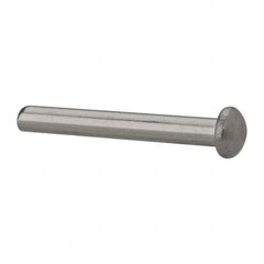 RivetKing - 1/8" Body Diam, Round Uncoated Stainless Steel Solid Rivet - 1" Length Under Head, Grade 18-8 - Benchmark Tooling