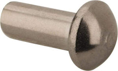 RivetKing - 5/32" Body Diam, Round Stainless Steel Solid Rivet - 3/8" Length Under Head, Grade 18-8 - Benchmark Tooling