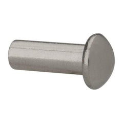 RivetKing - 3/16" Body Diam, Round Uncoated Stainless Steel Solid Rivet - 1/2" Length Under Head, Grade 18-8 - Benchmark Tooling