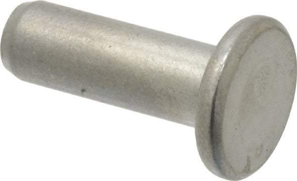 RivetKing - 1/4" Body Diam, Flat Uncoated Steel Solid Rivet - 3/4" Length Under Head - Benchmark Tooling