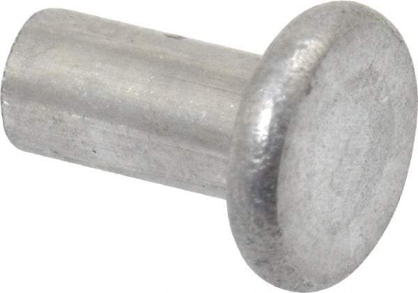 RivetKing - 1/8" Body Diam, Flat Aluminum Solid Rivet - 1/4" Length Under Head, Grade 1100F - Benchmark Tooling