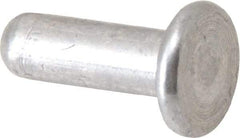 RivetKing - 1/8" Body Diam, Flat Uncoated Aluminum Solid Rivet - 3/8" Length Under Head, Grade 1100F - Benchmark Tooling