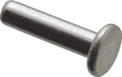 RivetKing - 1/8" Body Diam, Flat Uncoated Aluminum Solid Rivet - 1/2" Length Under Head, Grade 1100F - Benchmark Tooling