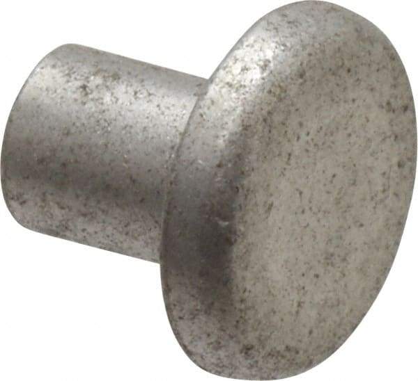 RivetKing - 3/16" Body Diam, Flat Uncoated Aluminum Solid Rivet - 1/4" Length Under Head, Grade 1100F - Benchmark Tooling