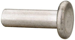 RivetKing - 3/16" Body Diam, Flat Uncoated Aluminum Solid Rivet - 5/8" Length Under Head, Grade 1100F - Benchmark Tooling