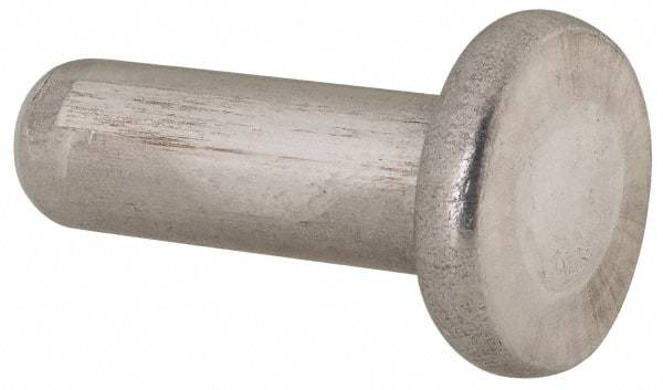 RivetKing - 1/4" Body Diam, Flat Uncoated Aluminum Solid Rivet - 3/4" Length Under Head, Grade 1100F - Benchmark Tooling