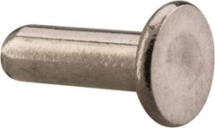 RivetKing - 1/8" Body Diam, Flat Uncoated Stainless Steel Solid Rivet - 3/8" Length Under Head, Grade 18-8 - Benchmark Tooling