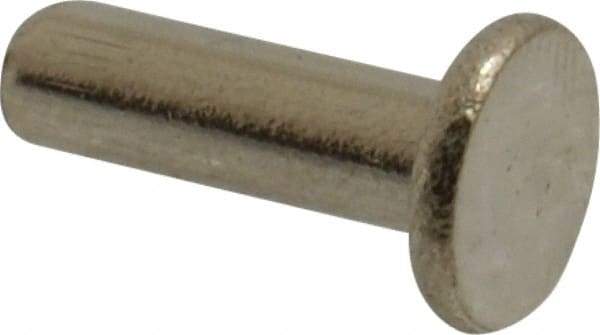 RivetKing - 5/32" Body Diam, Flat Uncoated Stainless Steel Solid Rivet - 1/2" Length Under Head, Grade 18-8 - Benchmark Tooling