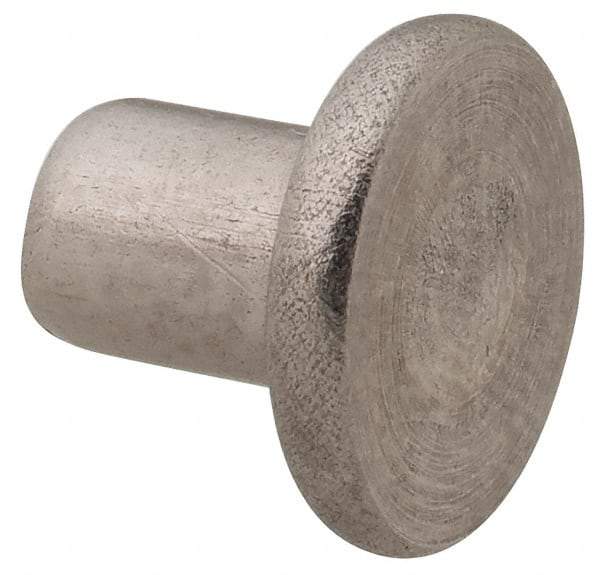 RivetKing - 3/16" Body Diam, Round Uncoated Stainless Steel Solid Rivet - 1/4" Length Under Head, Grade 18-8 - Benchmark Tooling