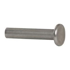 RivetKing - 1/4" Body Diam, Flat Uncoated Stainless Steel Solid Rivet - 1-1/4" Length Under Head, Grade 18-8 - Benchmark Tooling