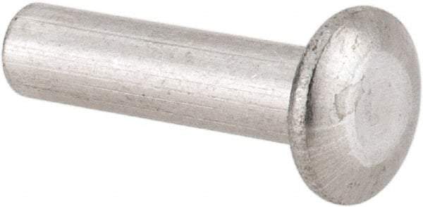 RivetKing - 1/8" Body Diam, Universal Uncoated Aluminum Solid Rivet - 1/2" Length Under Head, Grade 1100F - Benchmark Tooling