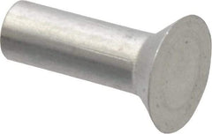 RivetKing - 1/8" Body Diam, Countersunk Uncoated Aluminum Solid Rivet - 3/8" Length Under Head, Grade 1100F, 90° Countersunk Head Angle - Benchmark Tooling