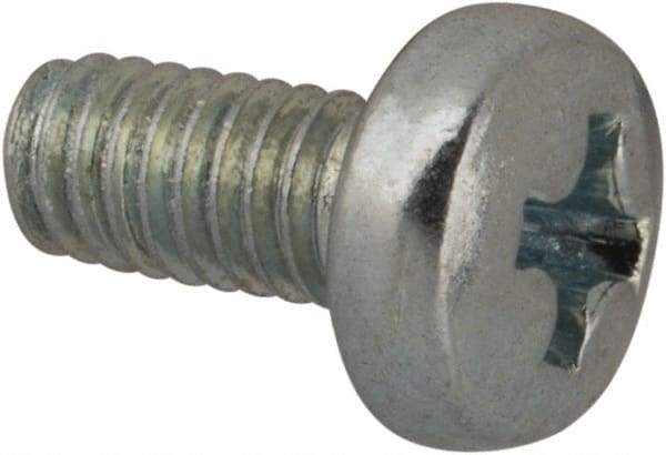 Value Collection - M2.5x0.45, 5mm Length Under Head Phillips Drive Machine Screw - Pan Head, Grade 4.8 Steel, Zinc-Plated Finish, Without Washer - Benchmark Tooling