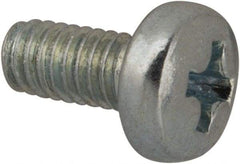 Value Collection - M2.5x0.45, 5mm Length Under Head Phillips Drive Machine Screw - Pan Head, Grade 4.8 Steel, Zinc-Plated Finish, Without Washer - Benchmark Tooling
