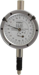 Fowler - 1/8" Range, 0-20-0 Dial Reading, 0.0005" Graduation Dial Drop Indicator - Revolution Counter - Benchmark Tooling