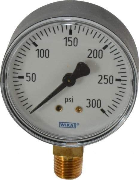 Wika - 2-1/2" Dial, 1/4 Thread, 0-300 Scale Range, Pressure Gauge - Lower Connection Mount, Accurate to 3-2-3% of Scale - Benchmark Tooling