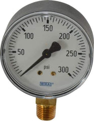 Wika - 2-1/2" Dial, 1/4 Thread, 0-300 Scale Range, Pressure Gauge - Lower Connection Mount, Accurate to 3-2-3% of Scale - Benchmark Tooling