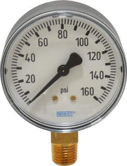 Wika - 2-1/2" Dial, 1/4 Thread, 0-160 Scale Range, Pressure Gauge - Lower Connection Mount, Accurate to 3-2-3% of Scale - Benchmark Tooling