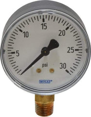 Wika - 2-1/2" Dial, 1/4 Thread, 0-30 Scale Range, Pressure Gauge - Lower Connection Mount, Accurate to 3-2-3% of Scale - Benchmark Tooling