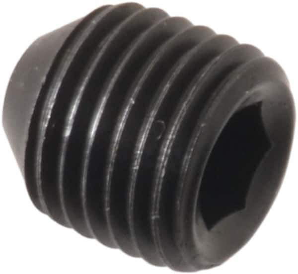 Holo-Krome - 3/8-24 UNF, 3/8" OAL, Cup Point Set Screw - Grade 8 Alloy Steel, 3/16" Key - Benchmark Tooling