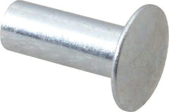 RivetKing - 0.134 to 0.141" Hole Diam, Round Head, Zinc Plated Steel, Semi Tubular Rivet - 3/8 Head Diam, 1/2" Length Under Head, 3/16 Body Diam - Benchmark Tooling