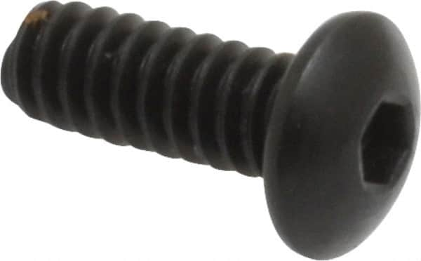 Holo-Krome - #6-32 UNC Hex Socket Drive, Button Screw - Alloy Steel, Black Oxide Finish, Fully Threaded, 3/8" Length Under Head - Benchmark Tooling