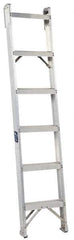 Louisville - 6 Steps, 6' High, Type IA Rating, Aluminum Shelf Ladder - 300 Lb Capacity, 15-1/4" Base Width - Benchmark Tooling