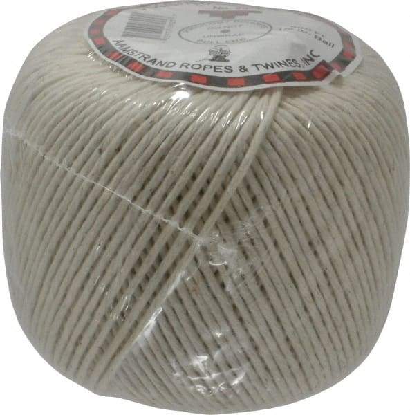 Made in USA - 0.058 Inch Diameter, Cotton Twine Ball - 45 Lbs. Breaking Strength, White, 1,190 Ft. per Lb. - Benchmark Tooling