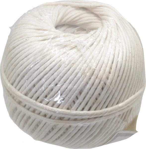 Made in USA - 0.08 Inch Diameter, Cotton Twine Ball - 82 Lbs. Breaking Strength, White, 610 Ft. per Lb. - Benchmark Tooling