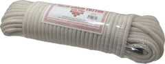 Made in USA - 100' Max Length Cotton Solid Braided Cotton Cord with Reinforced Core - 3/8" Diam, 925 Lb Capacity - Benchmark Tooling