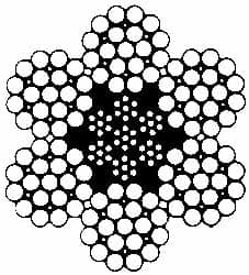 3/16 Inch Diameter Hoisting Wire Rope 3,340 Lbs. Breaking Strength, 6 x 19 IWRC