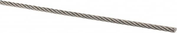 1/16 Inch Diameter Stainless Steel Wire Rope 480 Lbs. Breaking Strength, Material Grade 304, 7 x 7 Strand Core