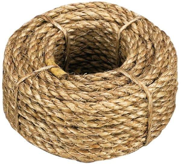 Value Collection - 100' Max Length Manila Rope - 1/4" Diam, 67 Lb Capacity - Benchmark Tooling