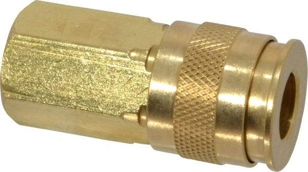 Value Collection - 1/4 Female NPT Universal Pneumatic Hose Coupler - Brass, 1/4" Body Diam - Benchmark Tooling