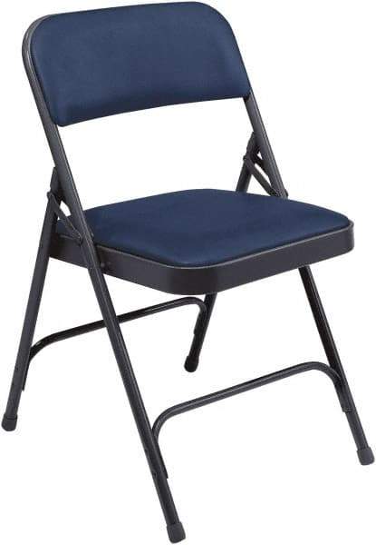 NPS - 18-3/4" Wide x 20-1/4" Deep x 29-1/2" High, Vinyl Folding Chair with Vinyl Padded Seat - Dark Midnight Blue - Benchmark Tooling