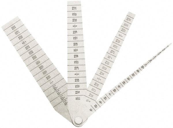 SPI - 1/16 to 1-1/16 Inch Measurement, 4 Leaf Taper Gage - 5-1/4 Inch Long x 1 Inch Wide, 1/64 Inch Graduation - Benchmark Tooling