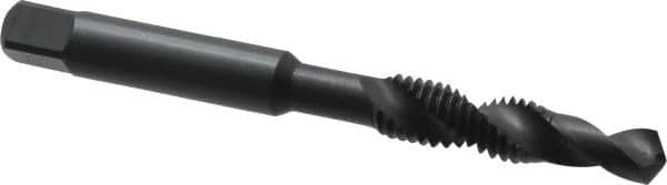 DORMER - 3/8-16 UNC, 104mm OAL, 0.315" Drill Diam x 19mm Drill Length, Combination Drill & Tap - 2 Flutes, 23mm Thread Length, High Speed Steel, Oxide Finish, 2B - Exact Industrial Supply